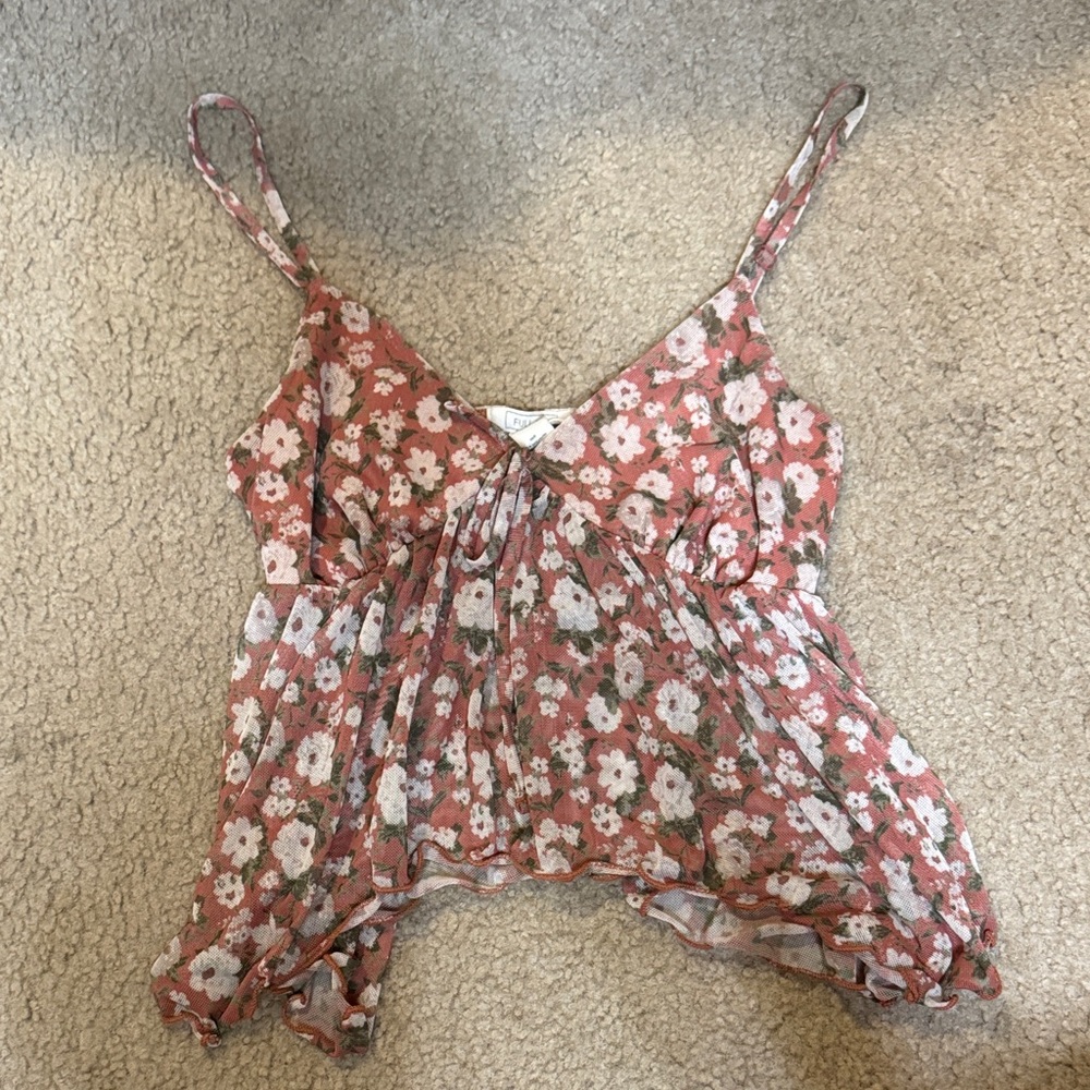 Full Tilt Floral Camisole in Pink and White